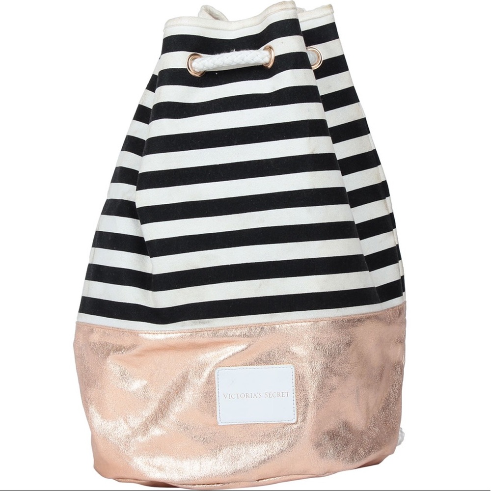 Victoria Secret Black & White Striped Backpack